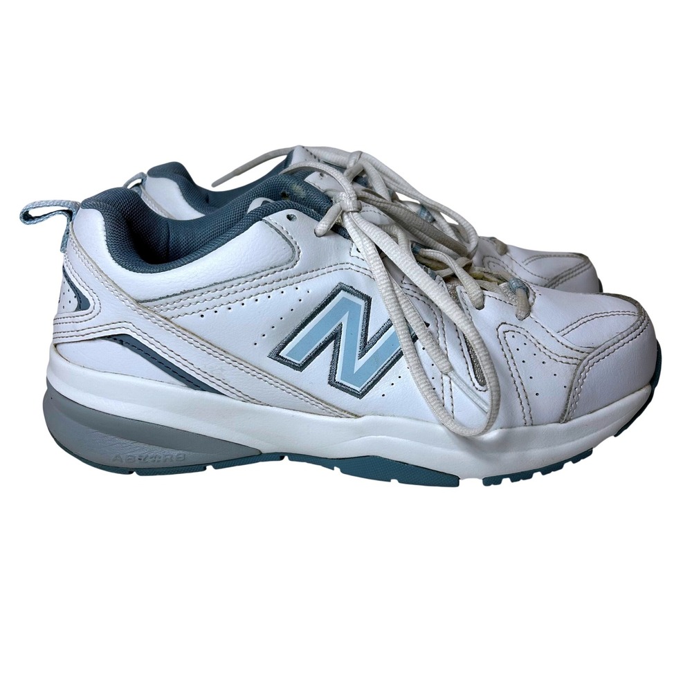 New Balance 608 V5 Womens White Blue Leather Training Sneakers WX608WB5 Size 8
